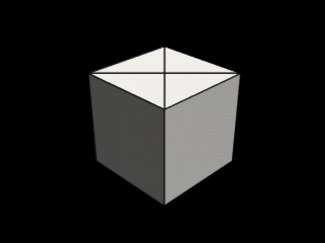 立方体の一面の対角線を2等分に切る